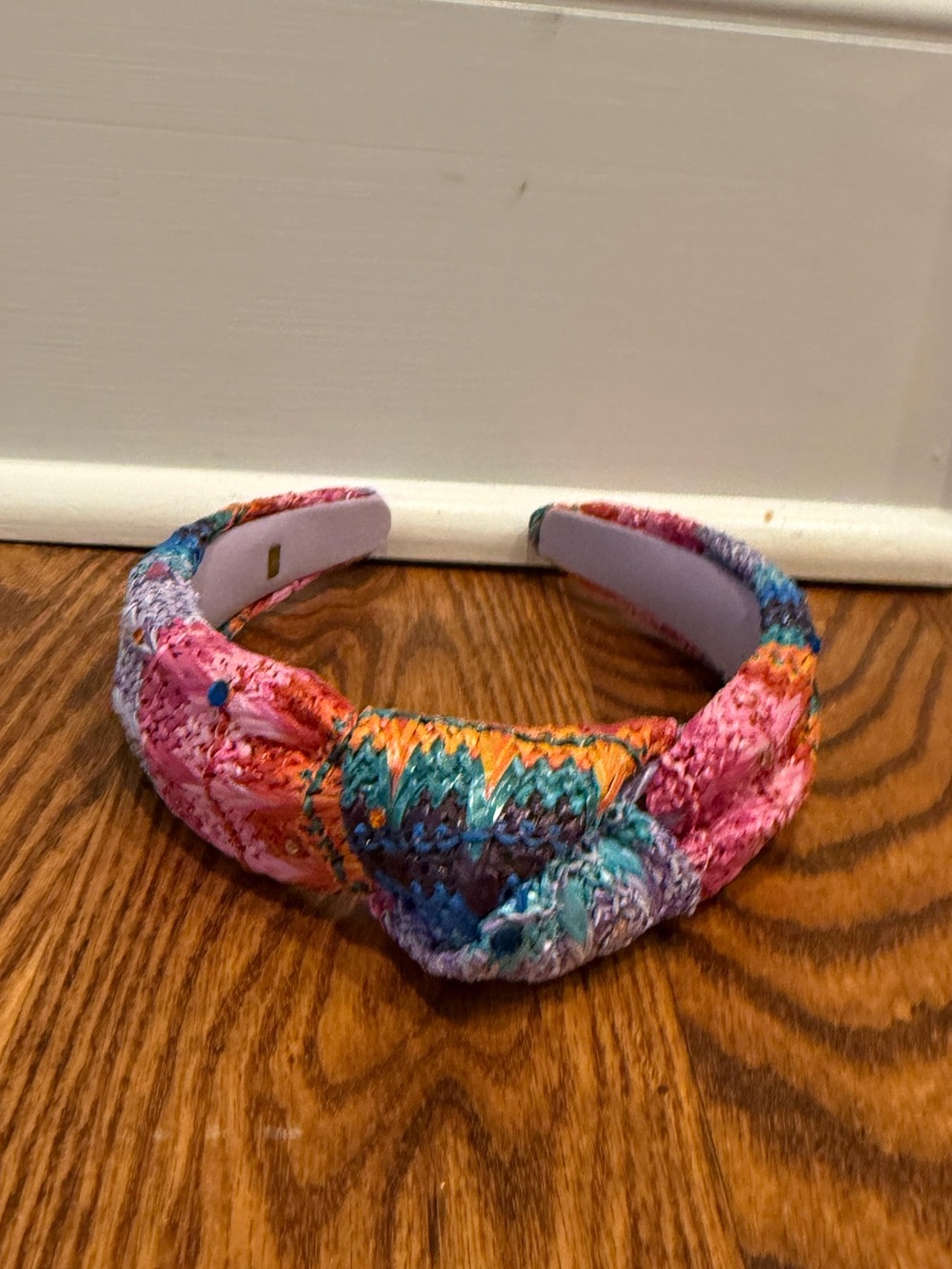 Headband Colorful Knotted Fabric with Rhinestones